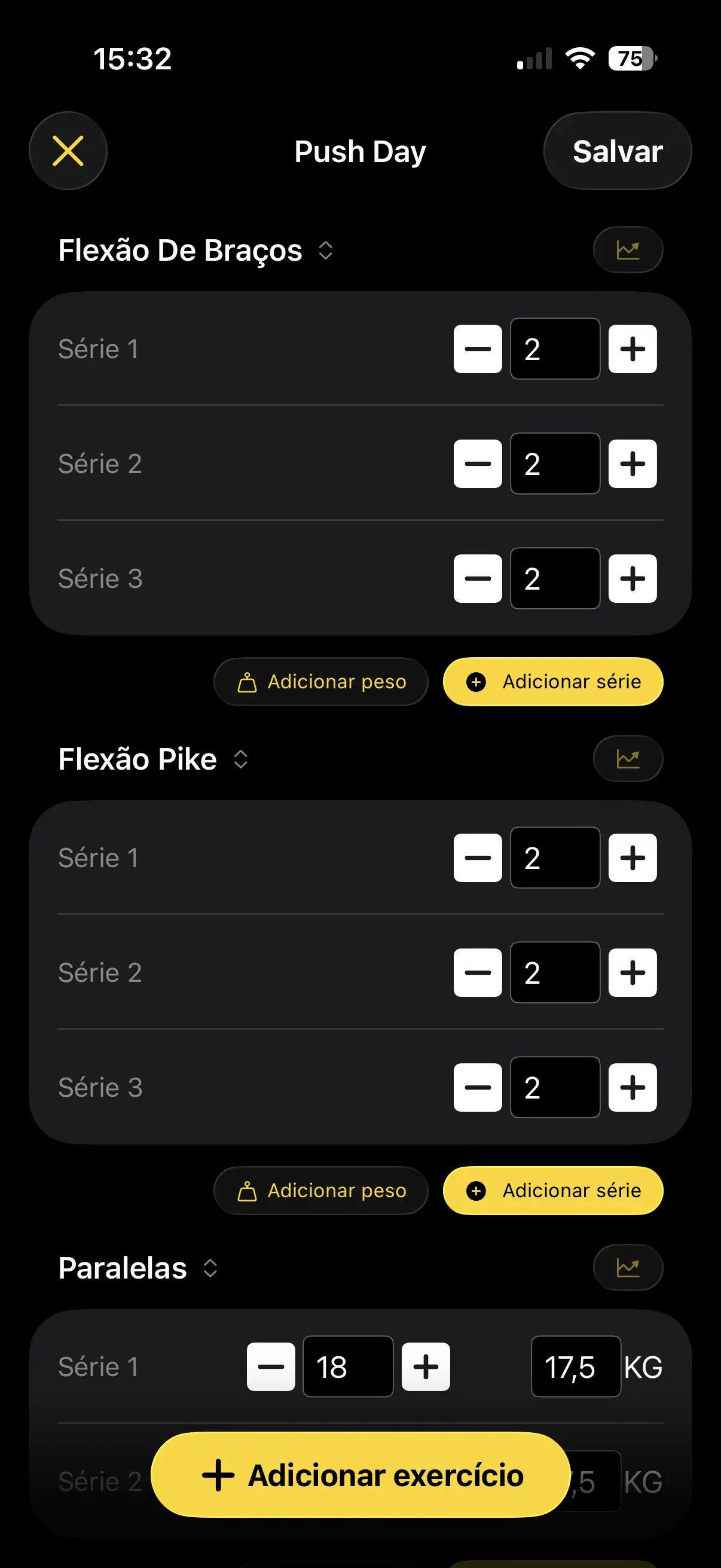 Monitore seus treinos de academia também.