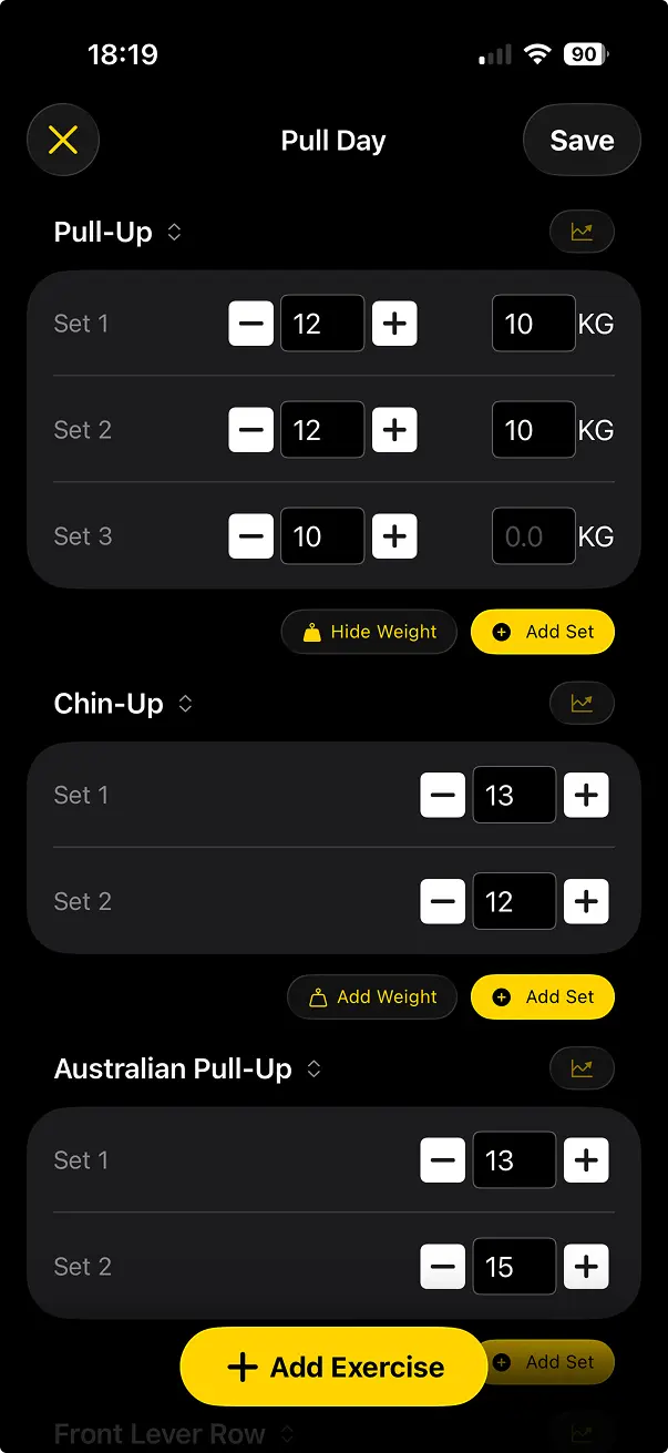 Track your gym sessions too.